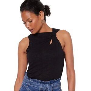 LNA Solace Tank Top Size Medium Black Sleeveless Burnout Twist Neck Keyhole NEW